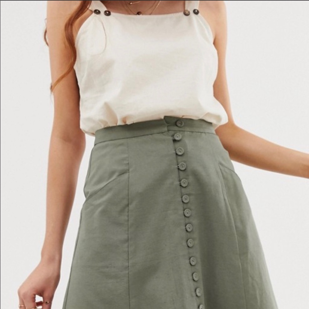 Nwt Asos Button Front Midi Skirt - image 3